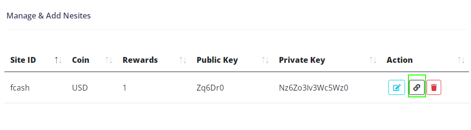 App list with keys